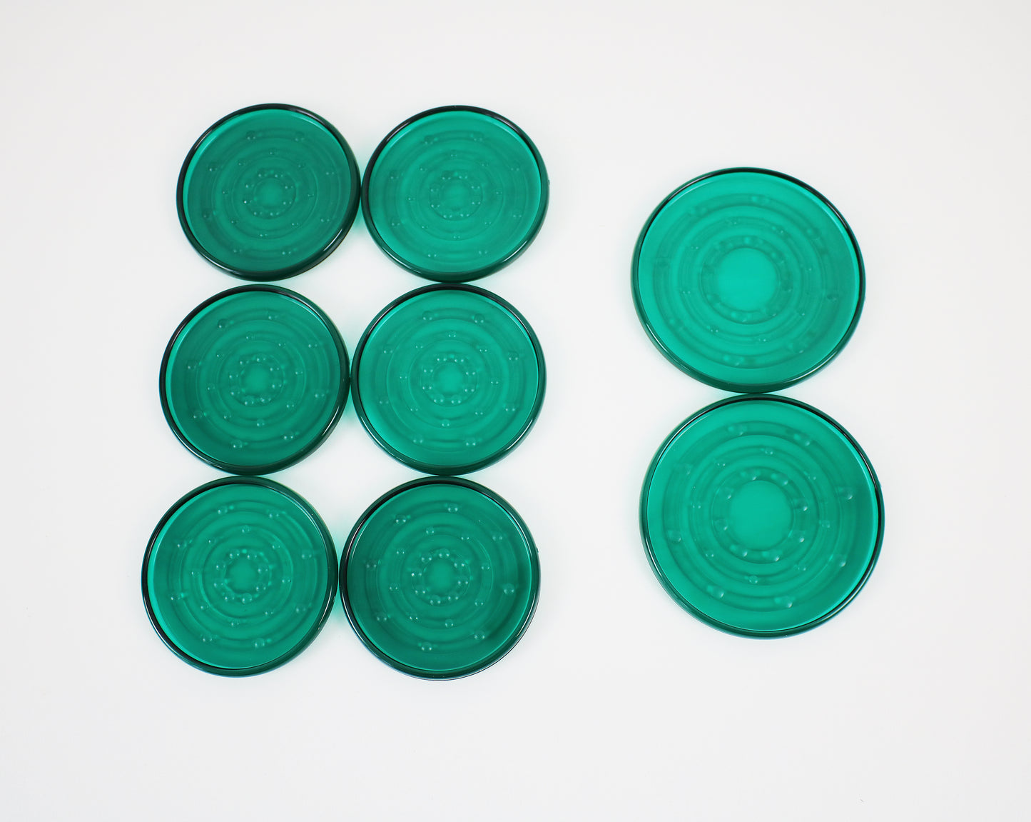 Transparent green acrylic drinks coaster set by Guzzini Italy - 1990s - 8 pieces