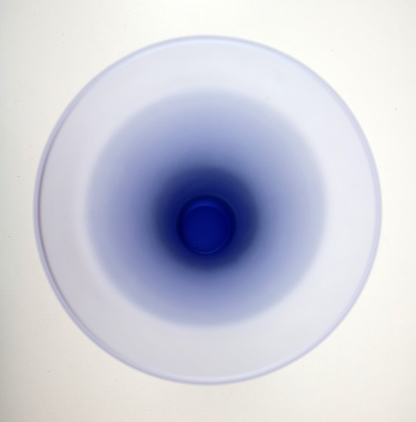 Satin frosted blue glass trumpet vase - 24cm