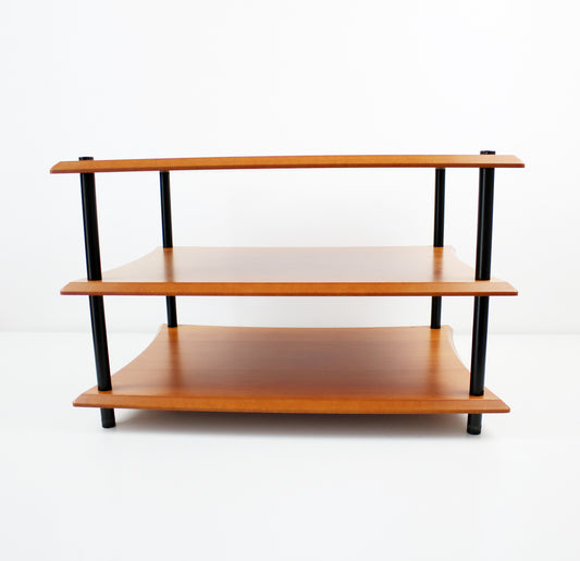 Cherry veneer and black metal media unit 1990s design