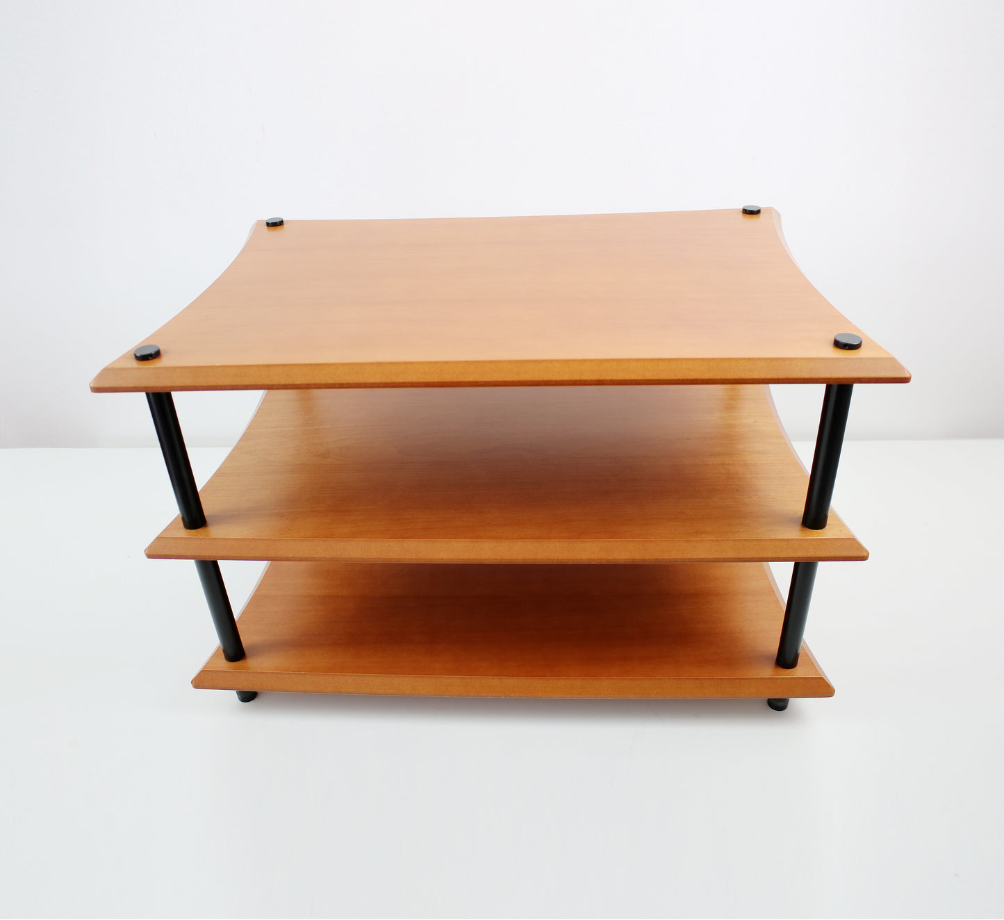 Cherry veneer and black metal media unit 1990s design