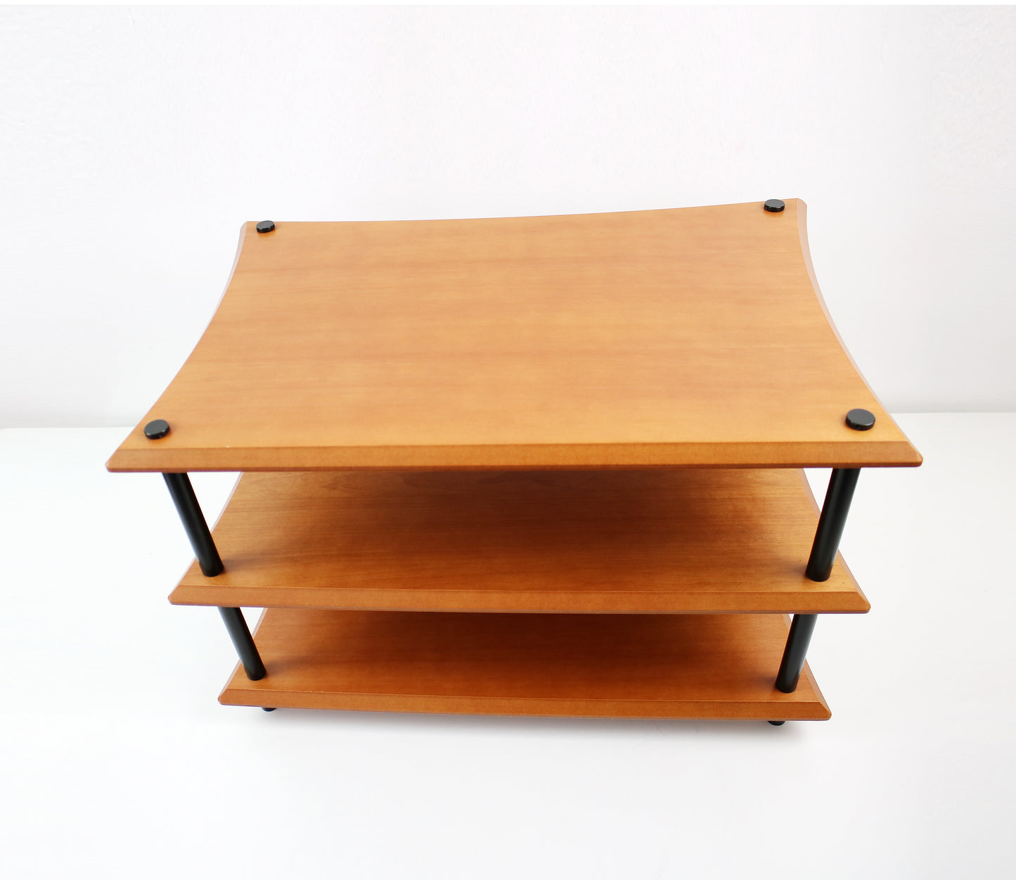 Cherry veneer and black metal media unit 1990s design