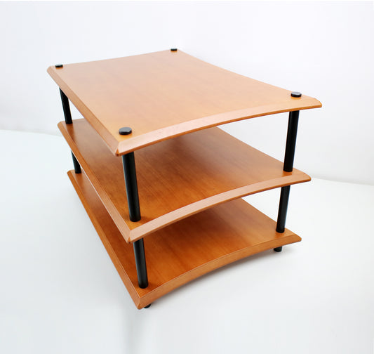 1990s design cherry veneer and black metal media unit