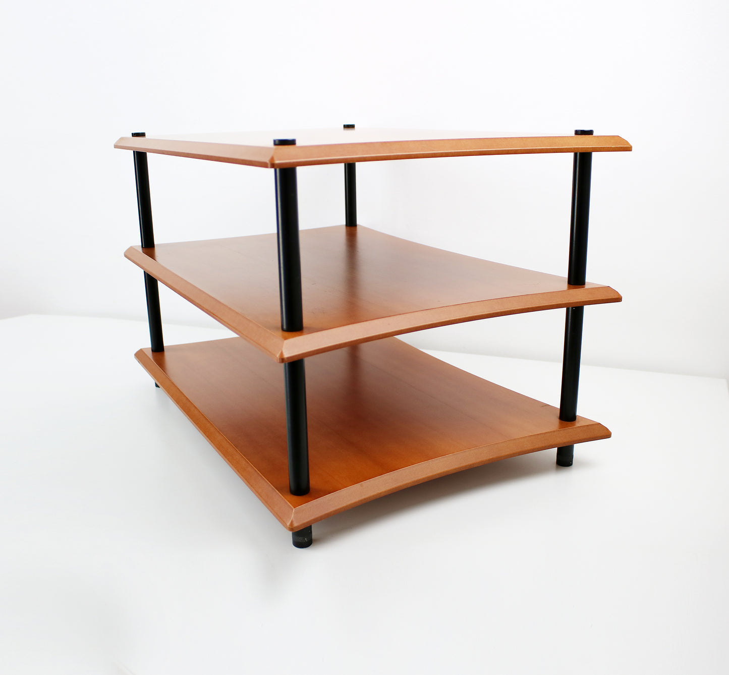 Cherry veneer and black metal media unit 1990s design