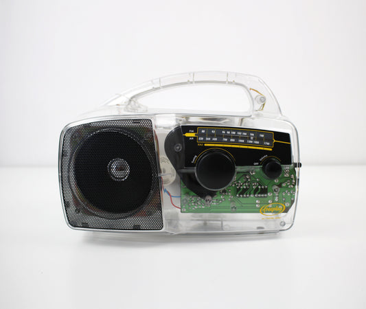 Y2K Freeplay clear solar powered and wind up radio 1999