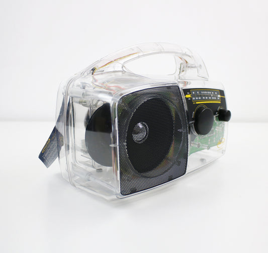 Y2K Freeplay clear solar powered and wind up radio 1999