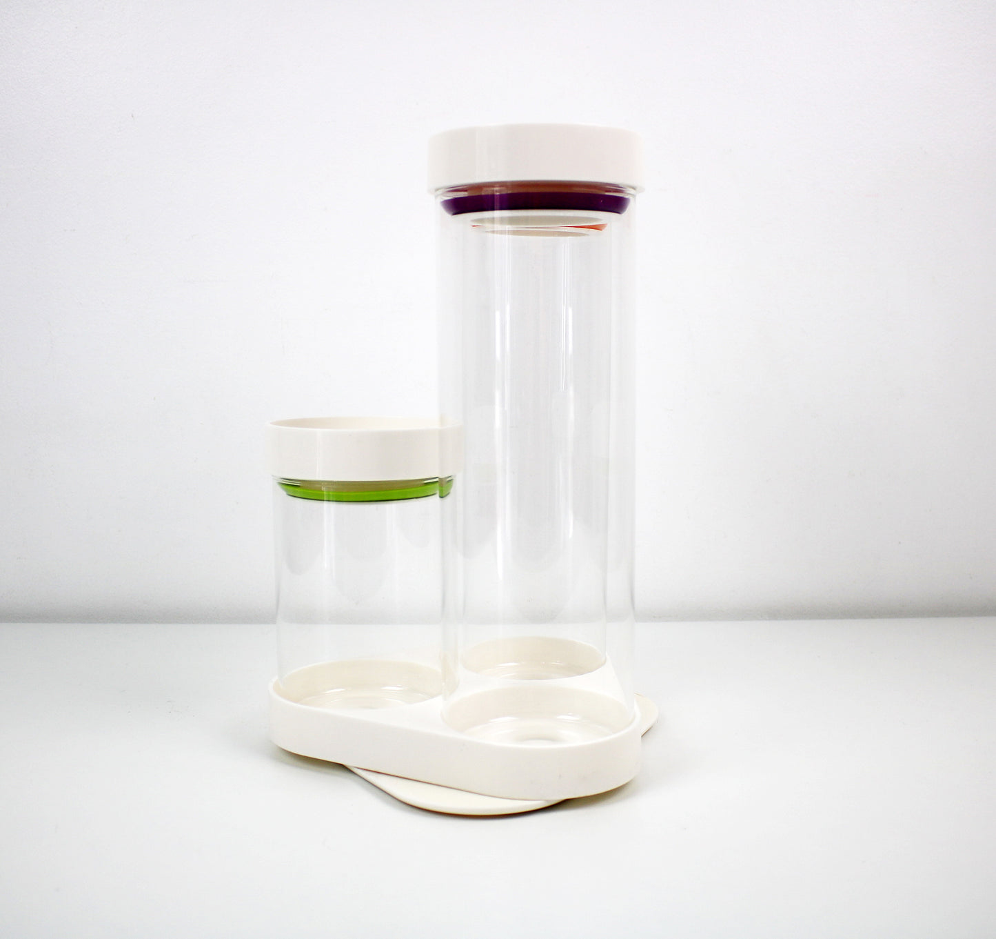 Joseph Joseph glass and plastic container set on swivel base - preloved and retired