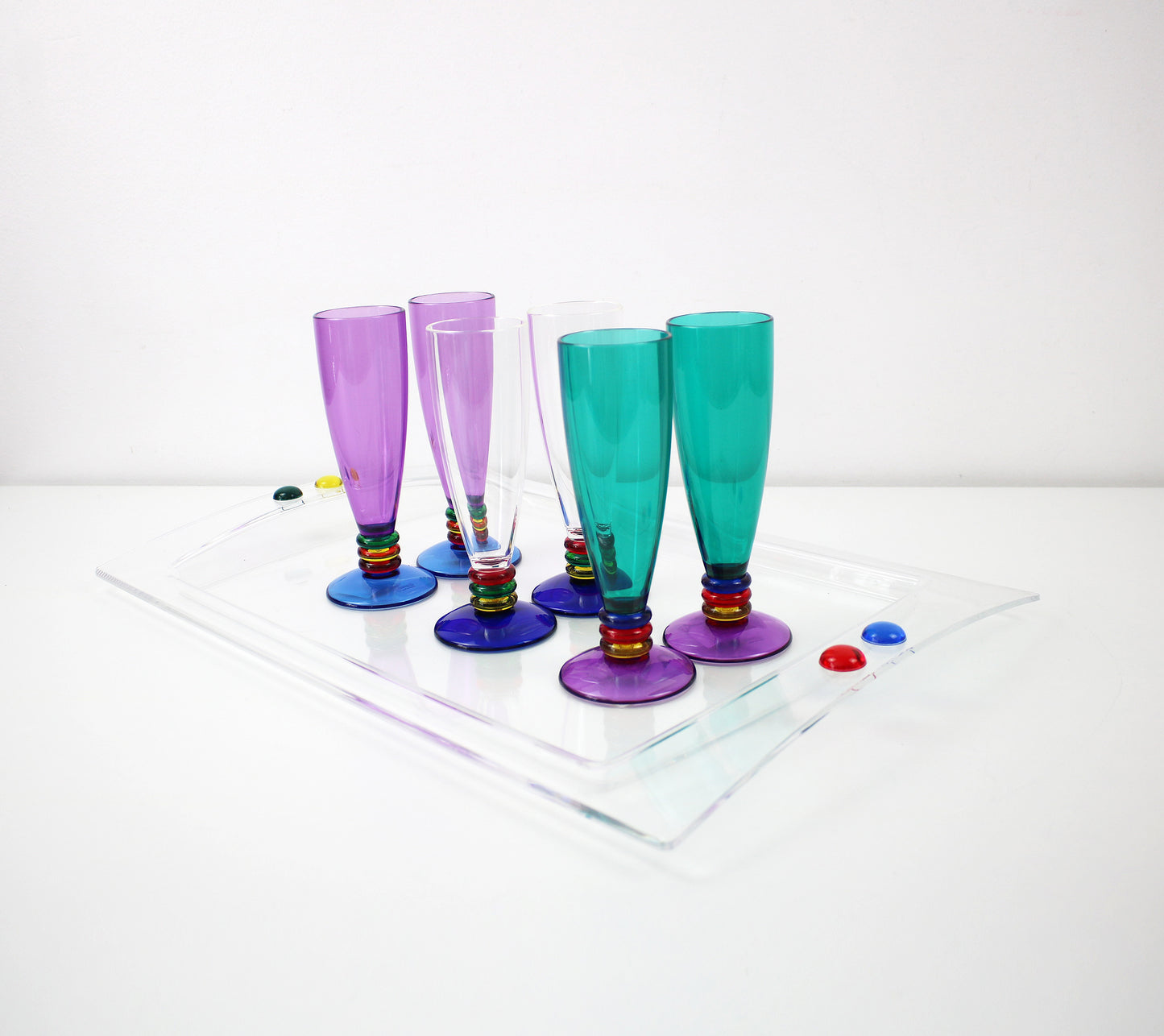 1990s Italian acrylic champagne flute - Colors range by Guzzini