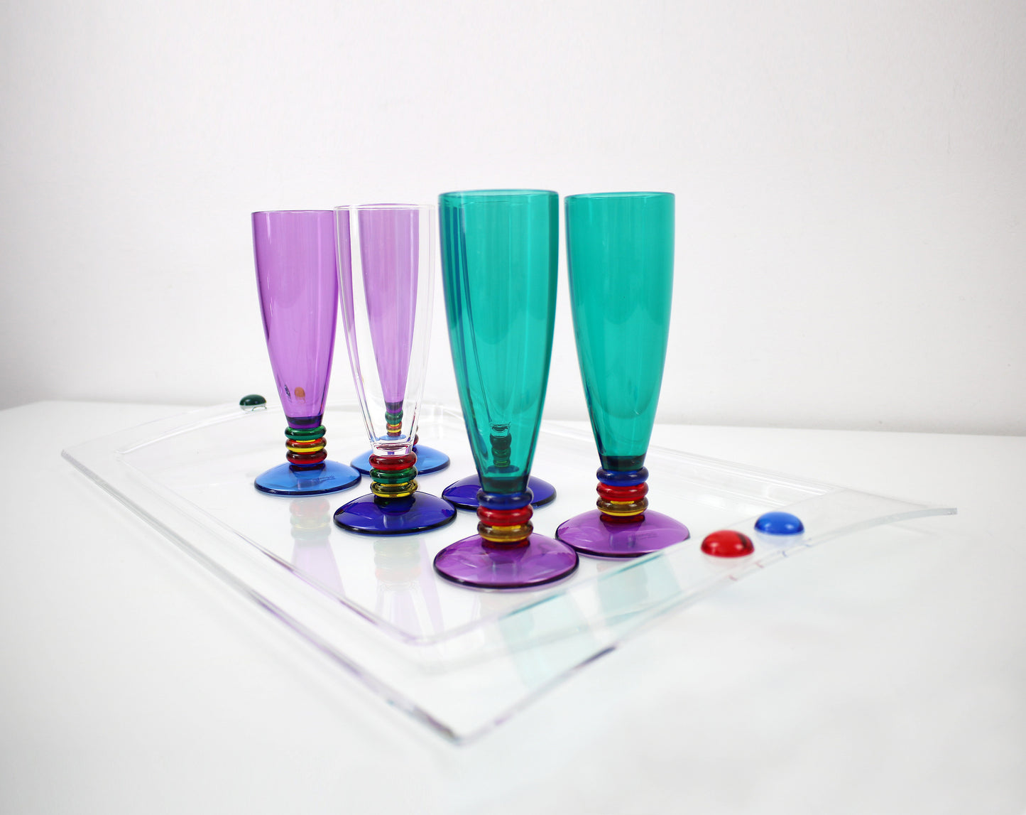 1990s Italian acrylic champagne flute - Colors range by Guzzini