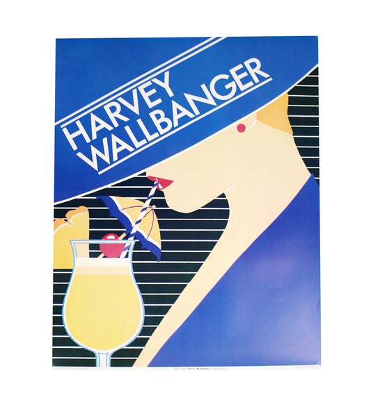 1980s cocktail print poster by Josie Diane - Harvey Wallbanger