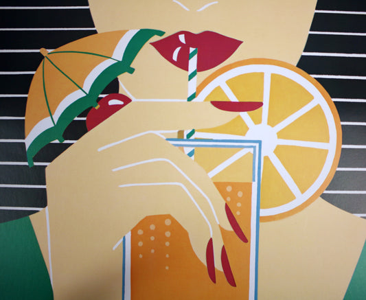 1980s Cocktail print poster by Josie Diane - Pina Colada