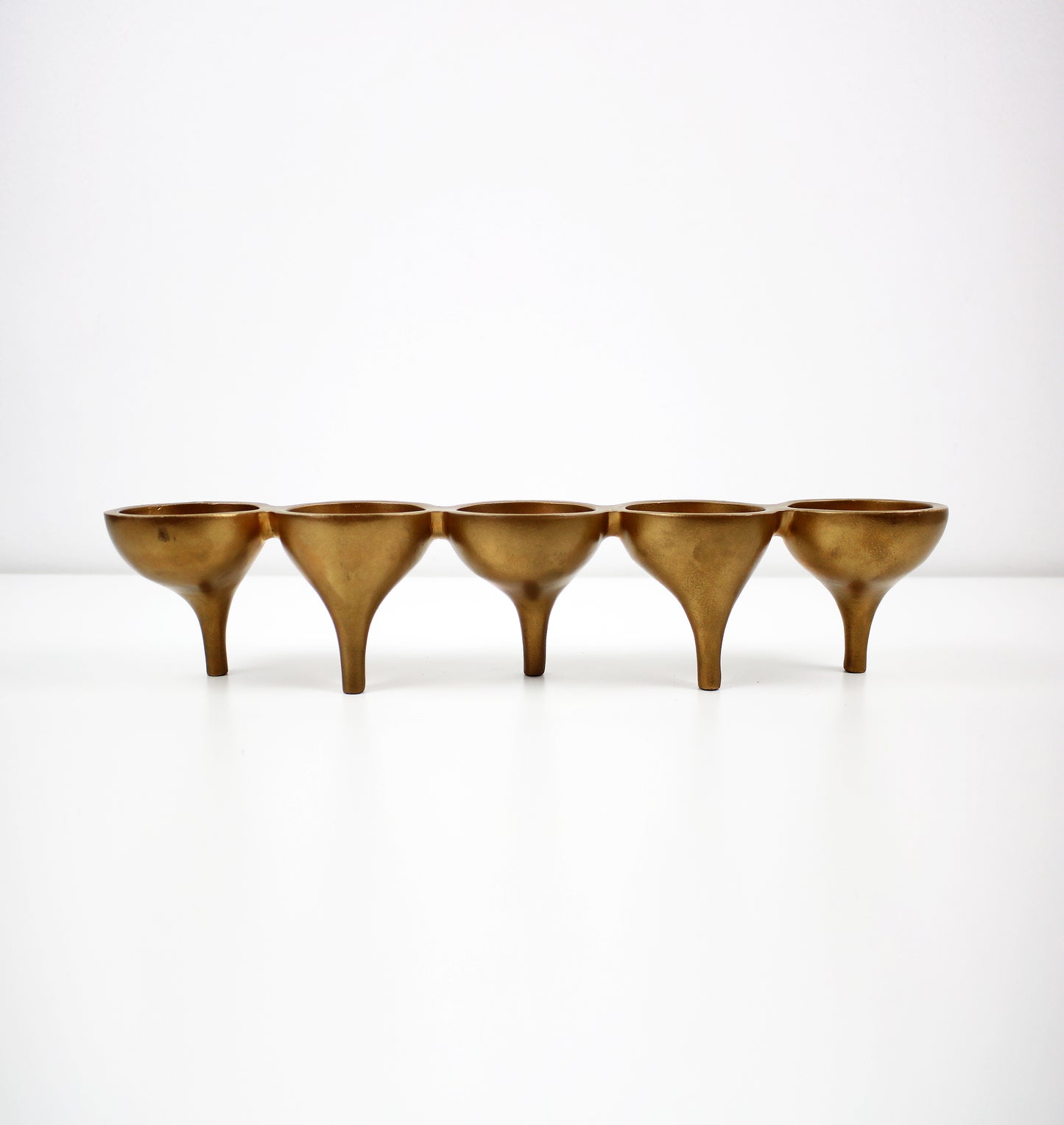 Contemporary preloved tealight candle holder - gold metal