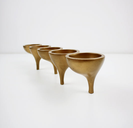 Contemporary preloved tealight candle holder in gold metal