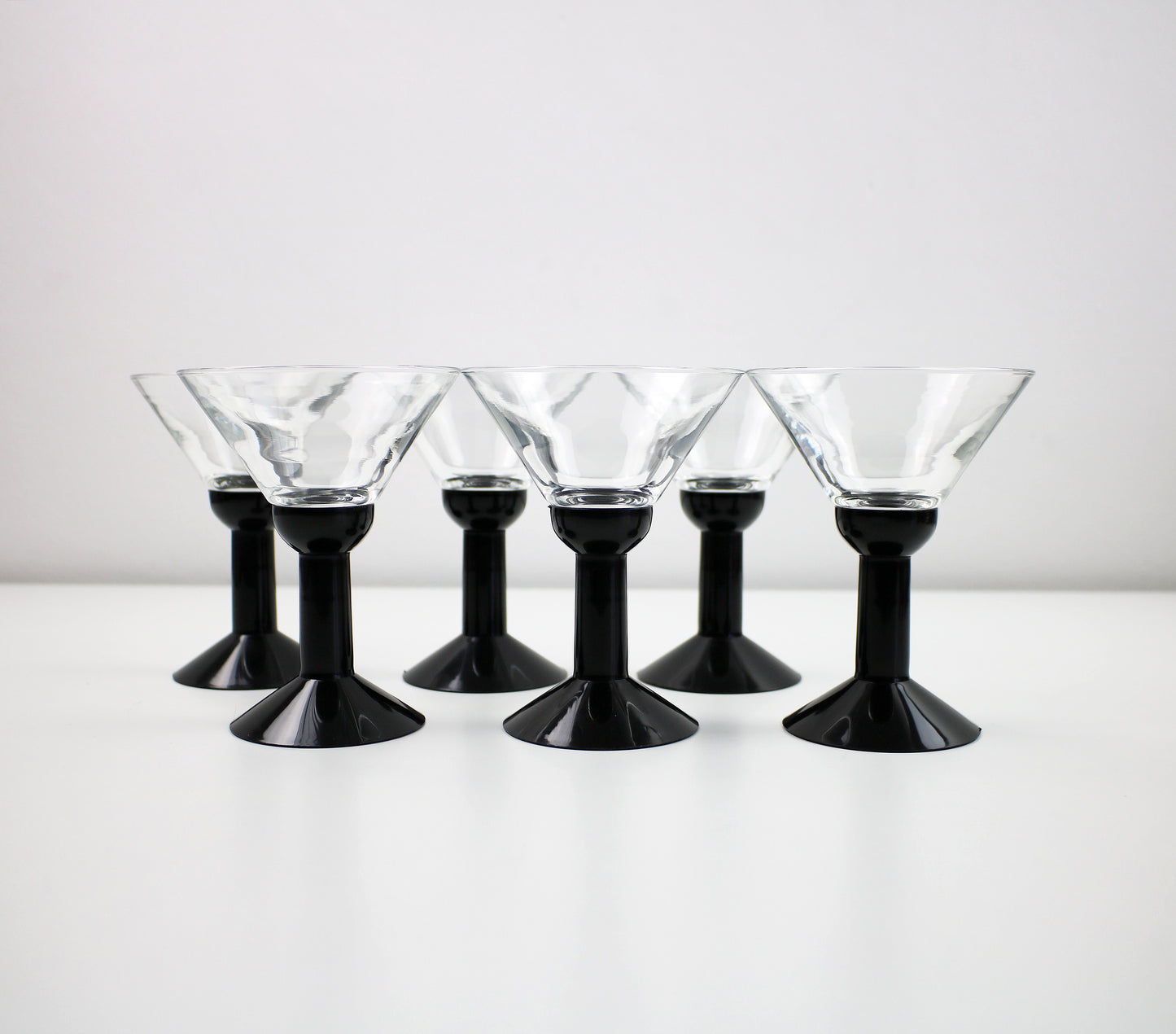 C Jørgensen for Bodum - Pairs of 1980s Oktett glass and plastic martini cocktail glasses