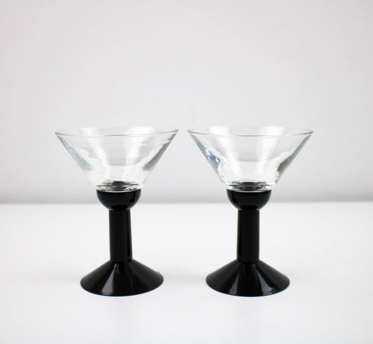 C Jørgensen for Bodum - Pairs of 1980s Oktett glass and plastic martini cocktail glasses