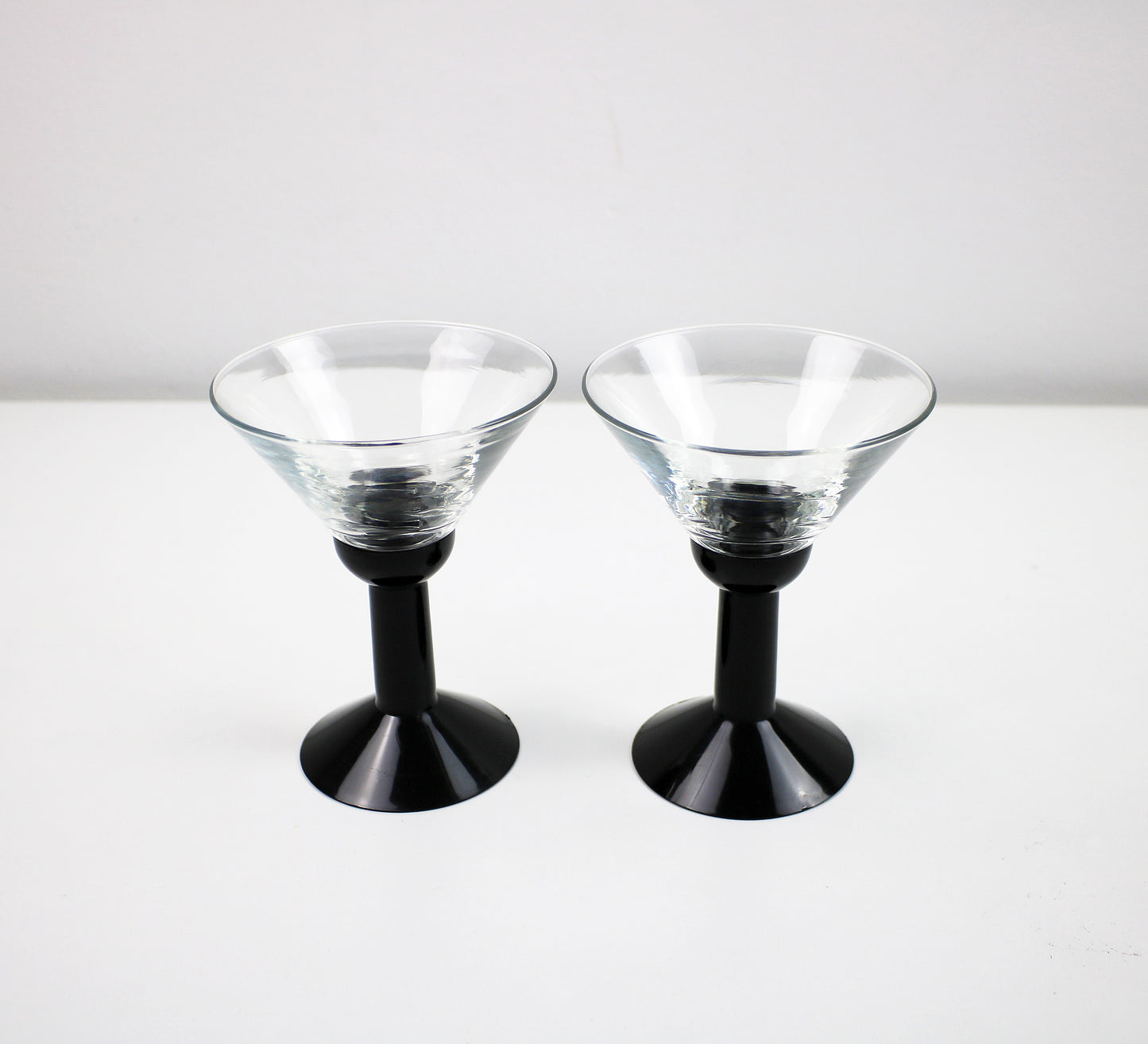 C Jørgensen for Bodum - Pairs of 1980s Oktett glass and plastic martini cocktail glasses