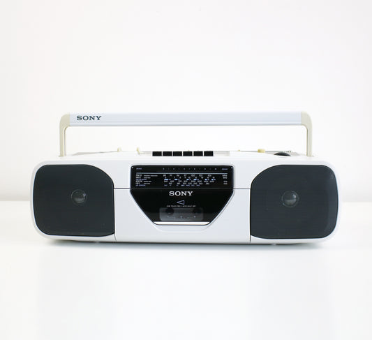 Space age 1989 Sony boombox - radio cassette in pearl white