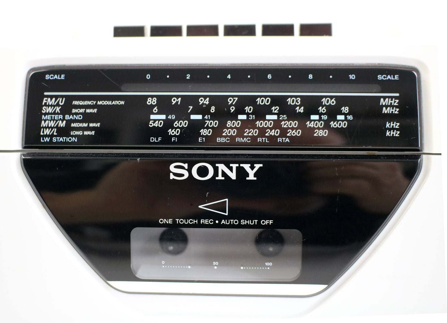 Space age 1989 Sony boombox - radio cassette in pearl white