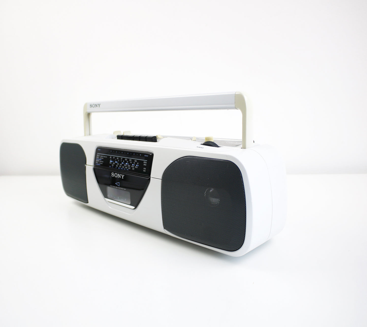 Space age 1989 Sony boombox - radio cassette in pearl white