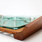 Jens Quistgaard Dansk Designs lattice teak and glass dish serving tray Signed JHQ