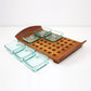 Jens Quistgaard Dansk Designs lattice teak and glass dish serving tray Signed JHQ