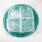 1990s Italian hors d'oeuvres serving tray in clear and clear emerald green lucite by Guzzini - Ninfea range