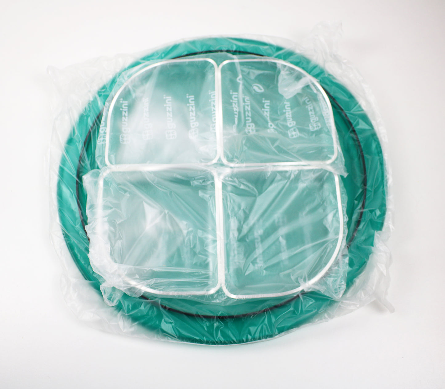 1990s Italian hors d'oeuvres serving tray in clear and clear emerald green lucite by Guzzini - Ninfea range