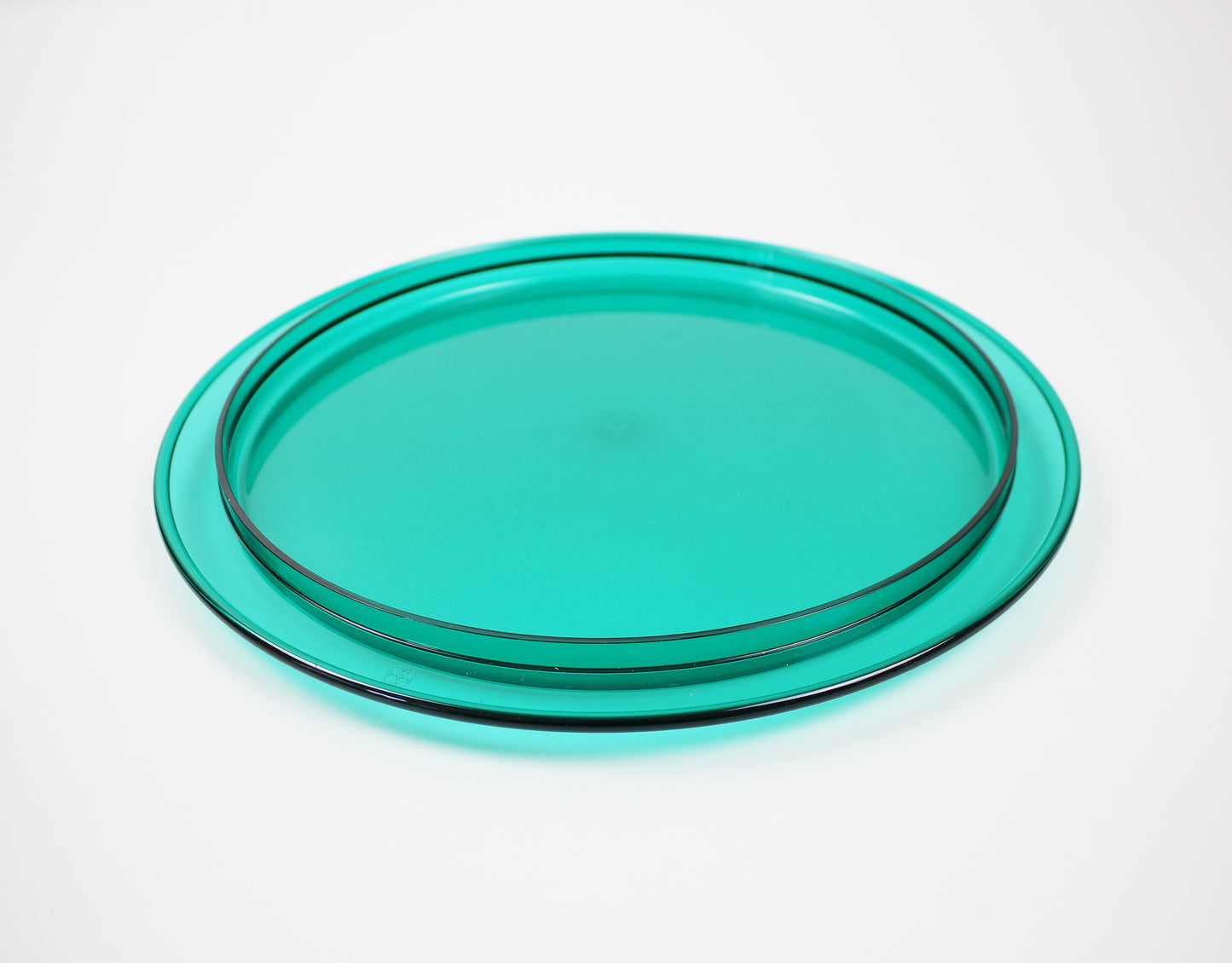 1990s Italian hors d'oeuvres serving tray in clear and clear emerald green lucite by Guzzini - Ninfea range