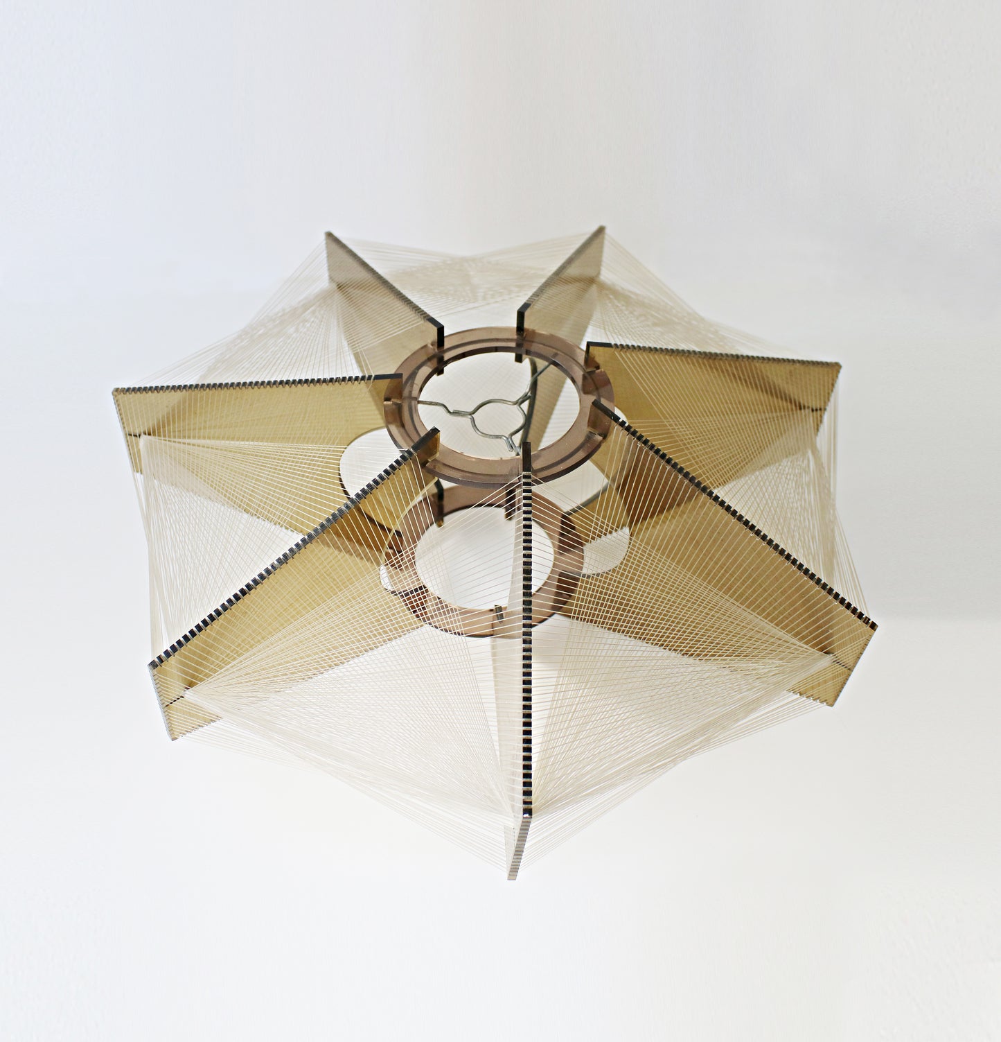 Paul Secon for Sompex mid century lucite / smoked perspex and nylon thread ceiling lampshade