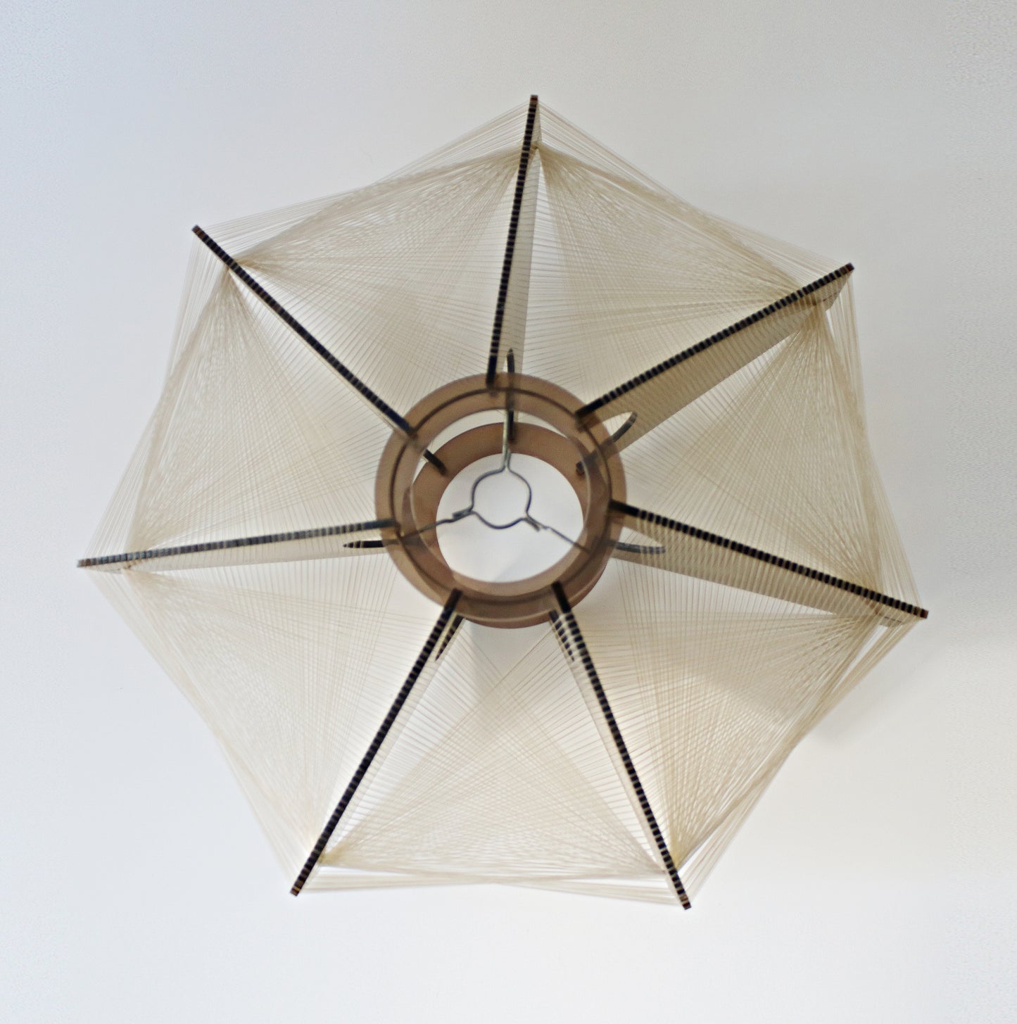 Paul Secon for Sompex mid century lucite / smoked perspex and nylon thread ceiling lampshade