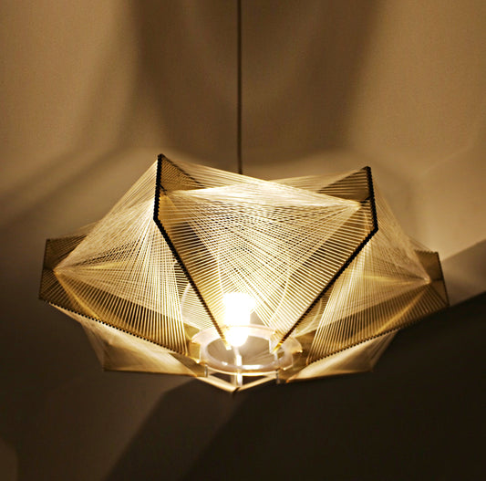 Paul Secon for Sompex mid century lucite / smoked perspex and nylon thread ceiling lampshade