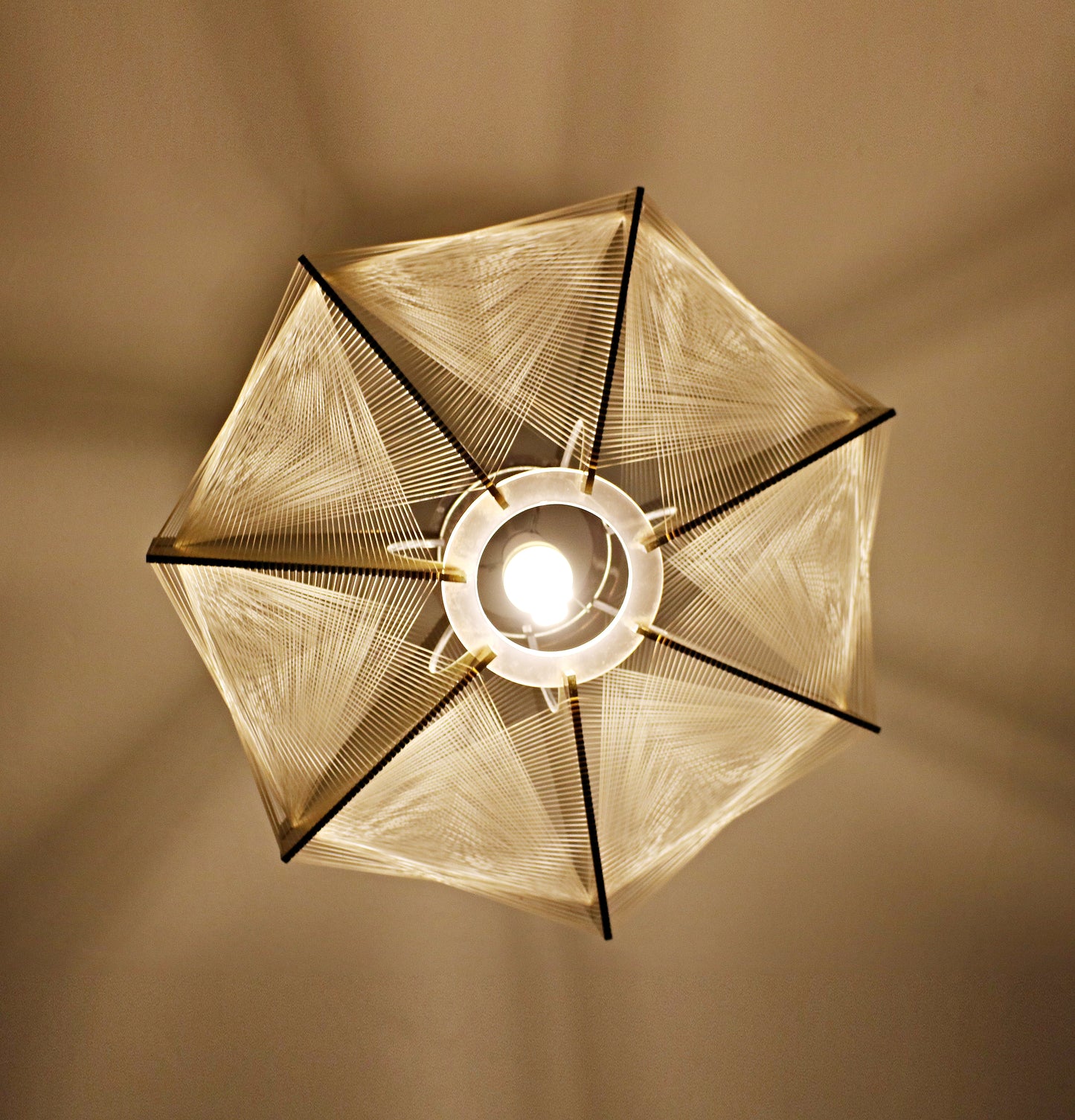 Paul Secon for Sompex mid century lucite / smoked perspex and nylon thread ceiling lampshade