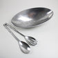 1990s Valerie Graham postmodern salad bowl and servers set in alumnium