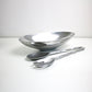 1990s Valerie Graham postmodern salad bowl and servers set in alumnium