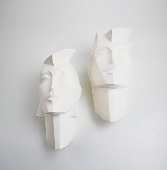 Original Lindsey B Brian or Brunhilde full face mannequin wall sculptures (stand also available) in white resin