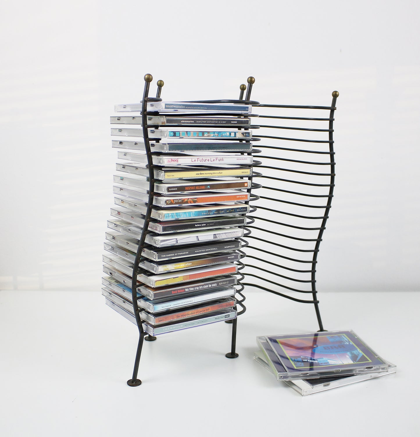 Postmodern wavy CD rack - gunmetal PRELOVED Rare item