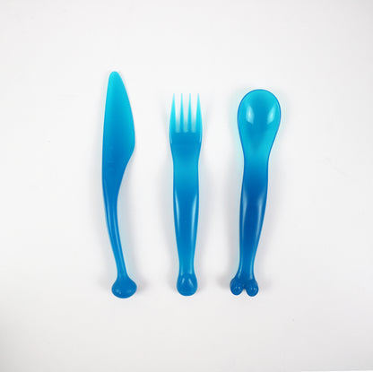 Rare TRIO of 2009 plastic cutlery by IKEA Kalas postmodern / Y2K alien design