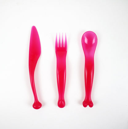 Rare TRIO of 2009 plastic cutlery by IKEA Kalas postmodern / Y2K alien design