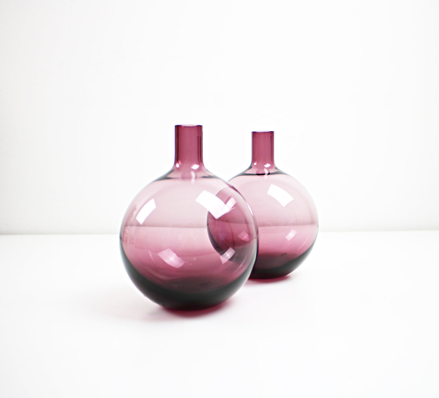 Ria Falk for IKEA handblown mulberry coloured glass onion / ball vases 2 available.
