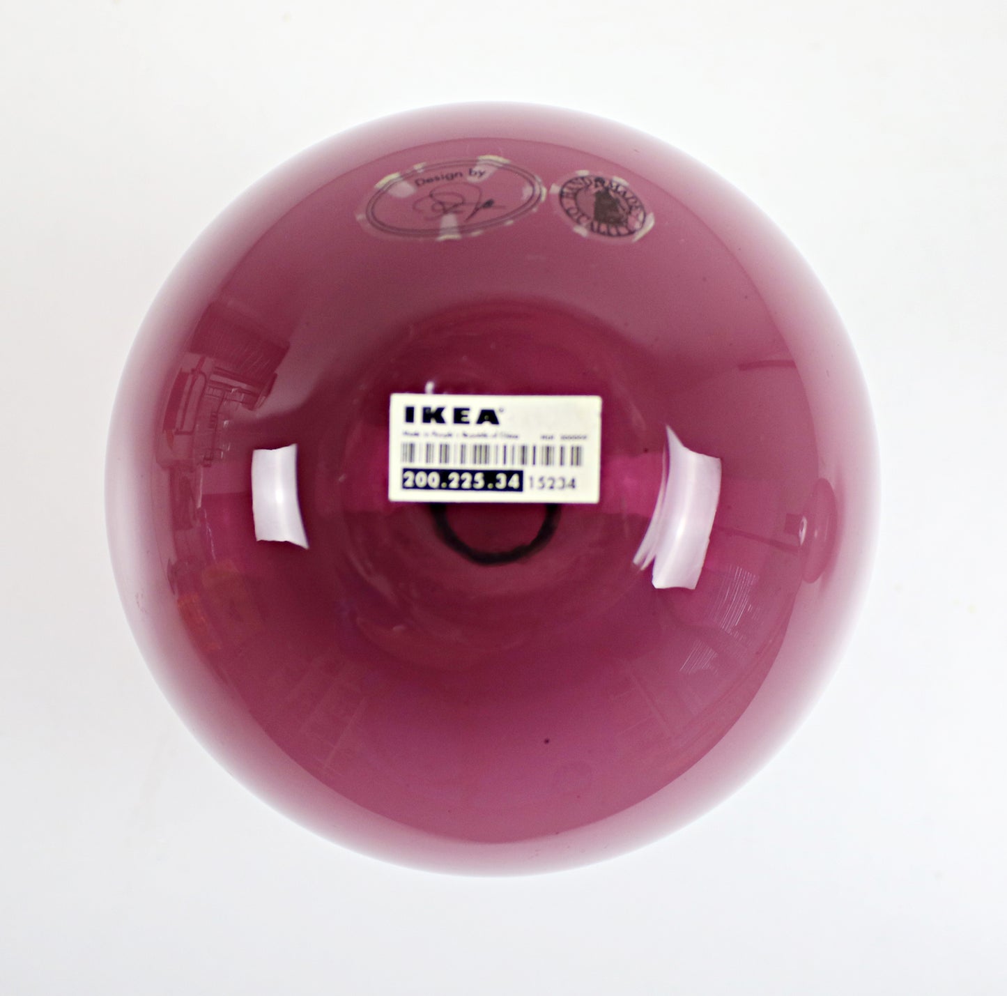 Ria Falk for IKEA handblown mulberry coloured glass onion / ball vases 2 available.