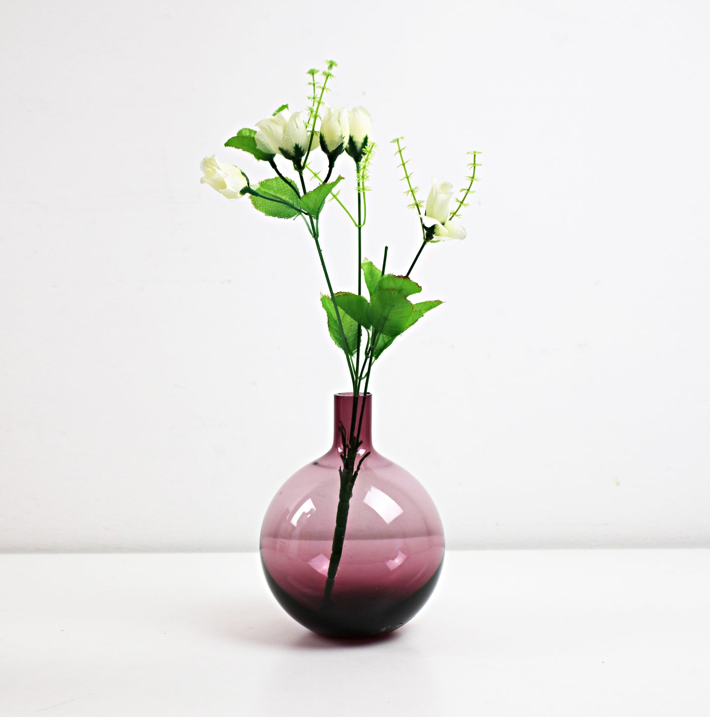 Ria Falk for IKEA handblown mulberry coloured glass onion / ball vases 2 available.