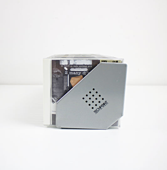 Techpoint CD storage rack in silver grey metal with perforation - 1990s Y2K