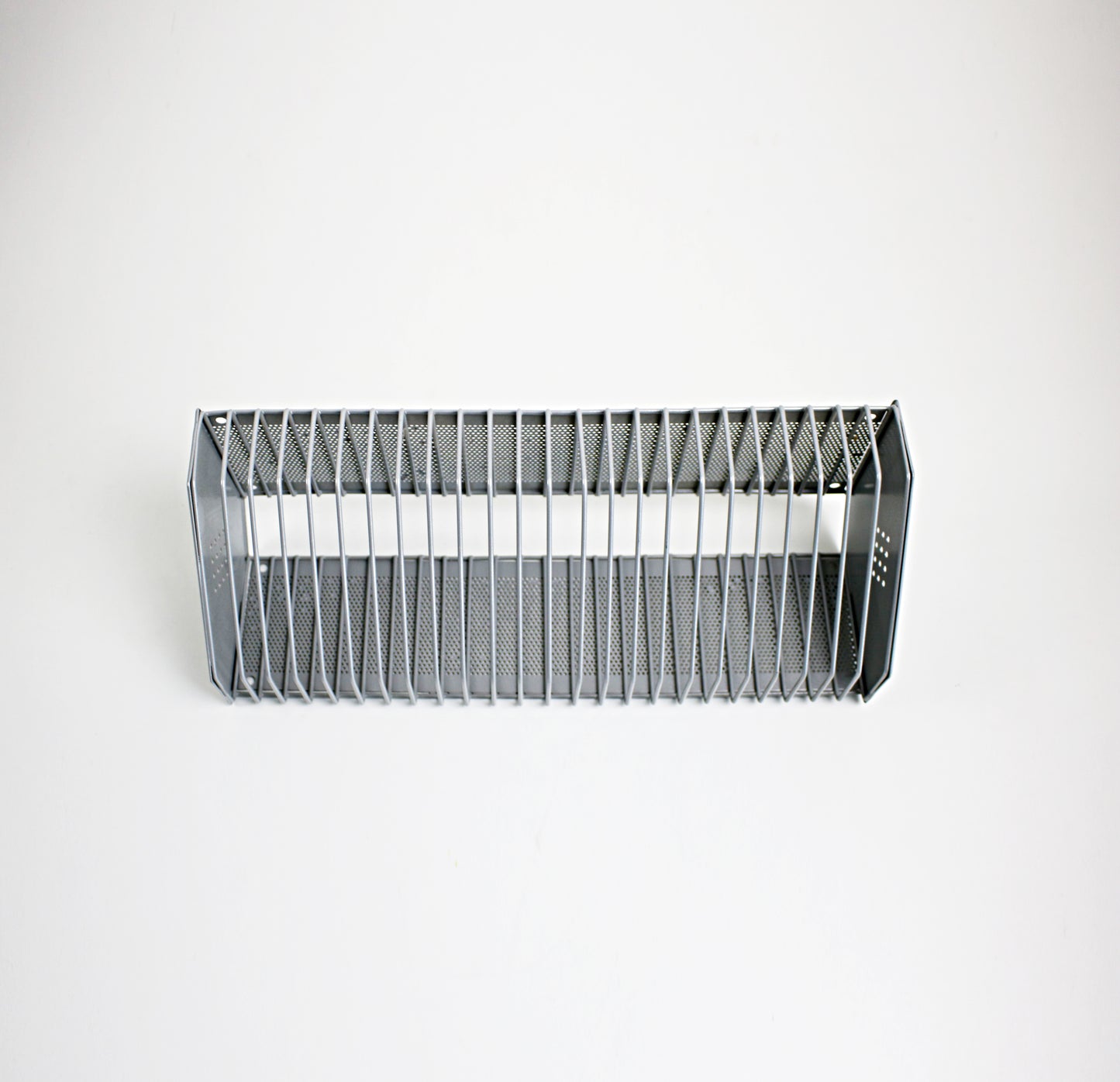 Techpoint CD storage rack in silver grey metal with perforation - 1990s Y2K