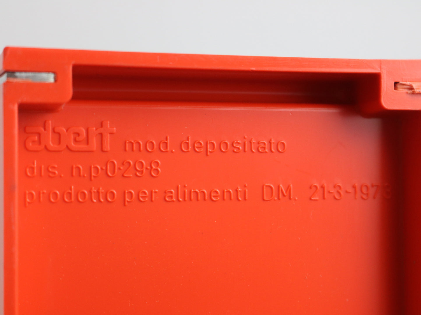 1970s Line+ABS RARE Abert containers in bright orange acrylic, glass and stainless steel 3 styles available