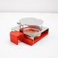 1970s Line+ABS RARE Abert containers in bright orange acrylic, glass and stainless steel 3 styles available