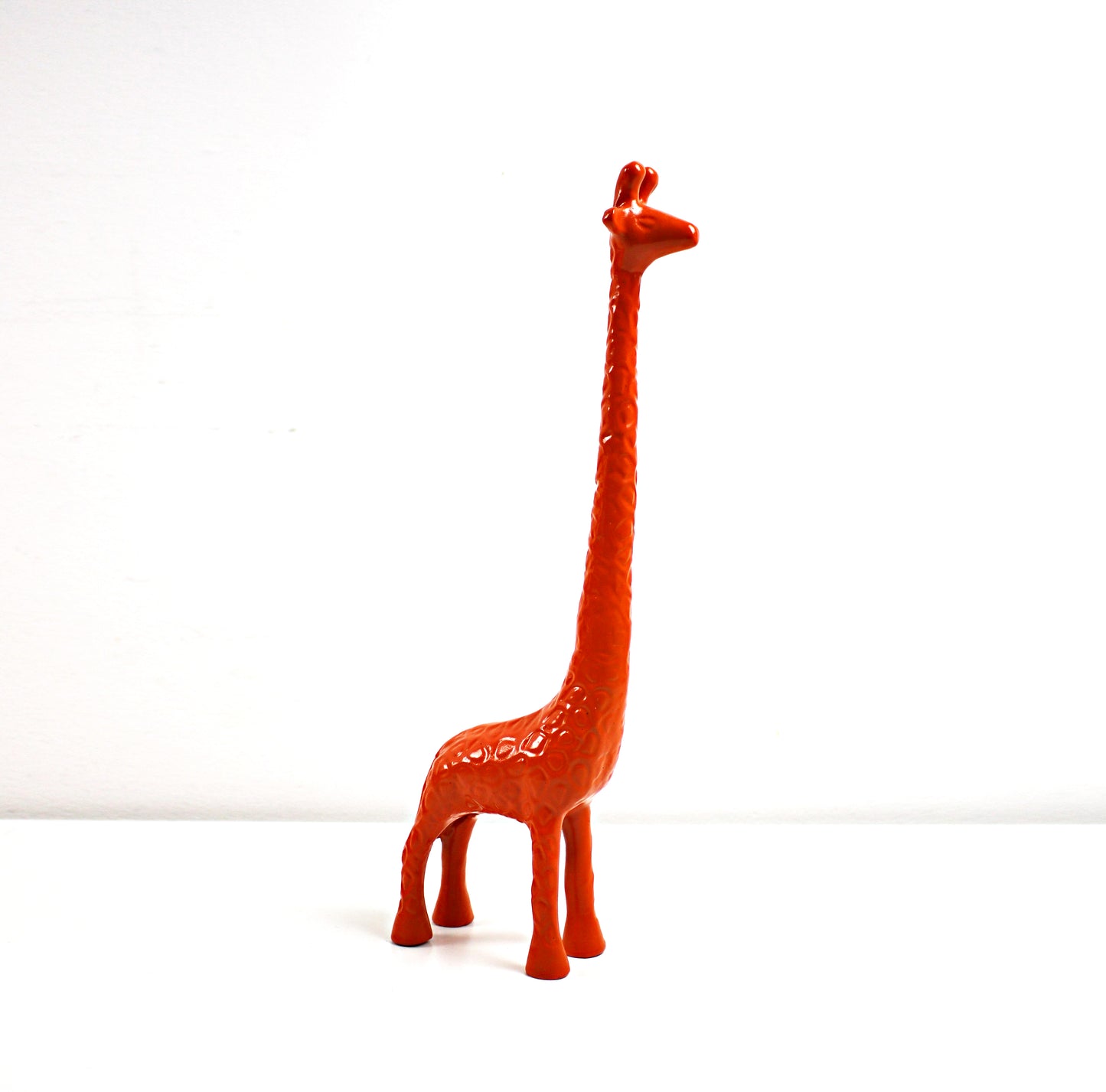 Preloved retro metal giraffe ornaments - tall orange or small bronze available