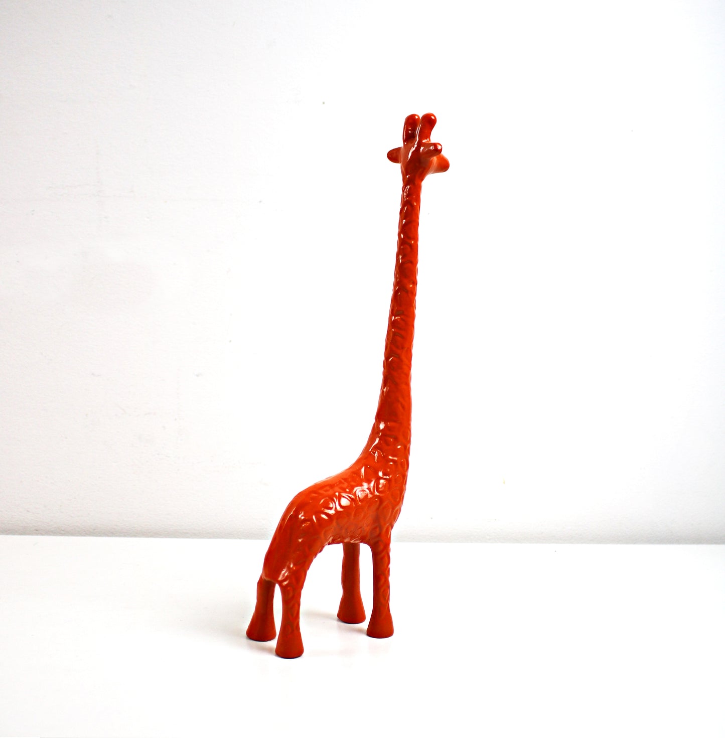Preloved retro metal giraffe ornaments - tall orange or small bronze available