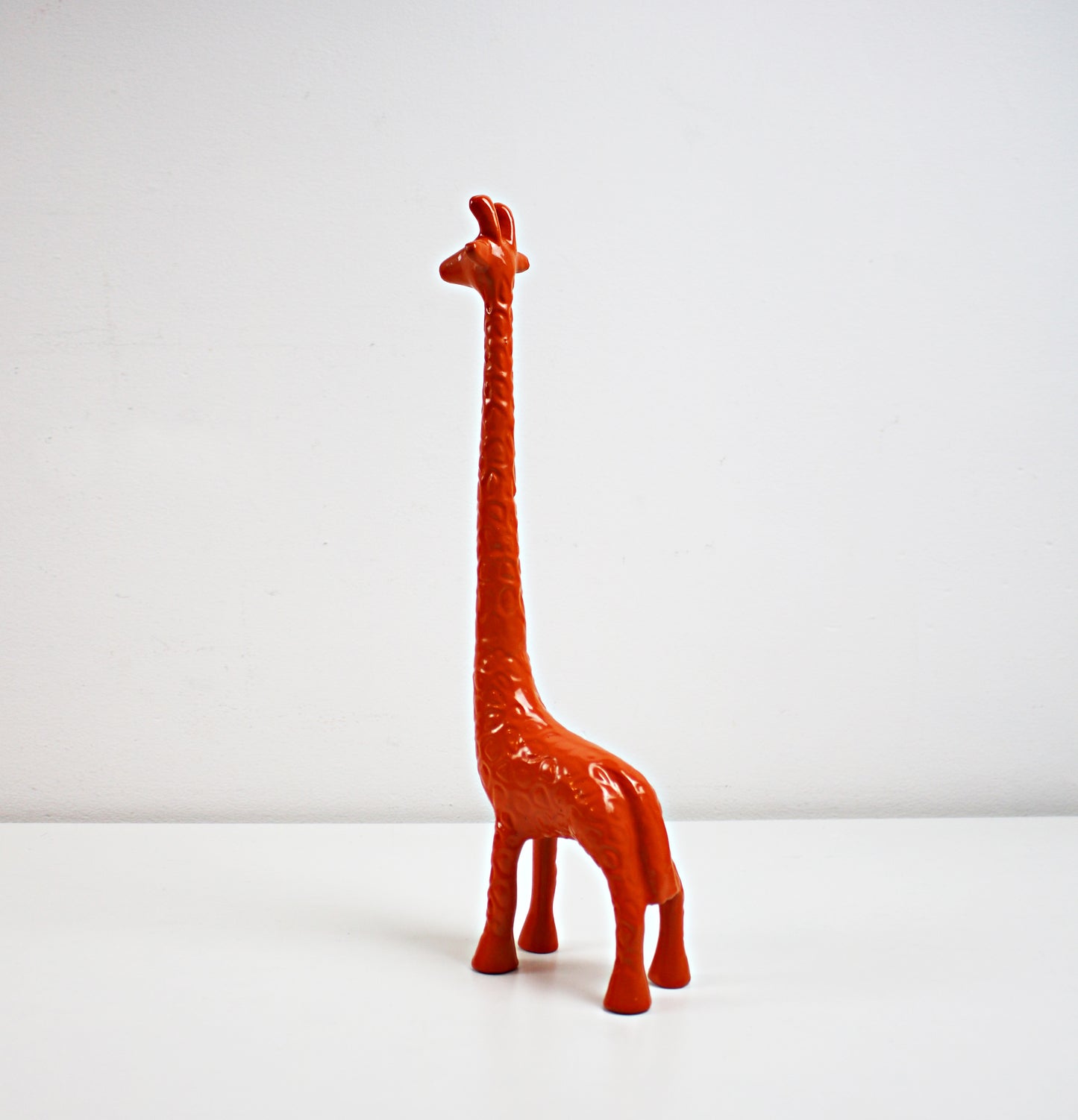 Preloved retro metal giraffe ornaments - tall orange or small bronze available
