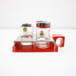 1970s Line+ABS RARE Abert containers in bright orange acrylic, glass and stainless steel 3 styles available