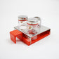 1970s Line+ABS RARE Abert containers in bright orange acrylic, glass and stainless steel 3 styles available