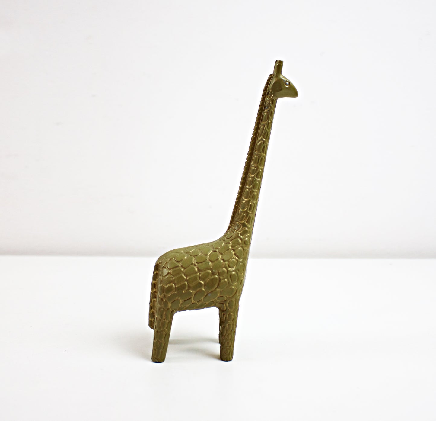 Preloved retro metal giraffe ornaments - tall orange or small bronze available